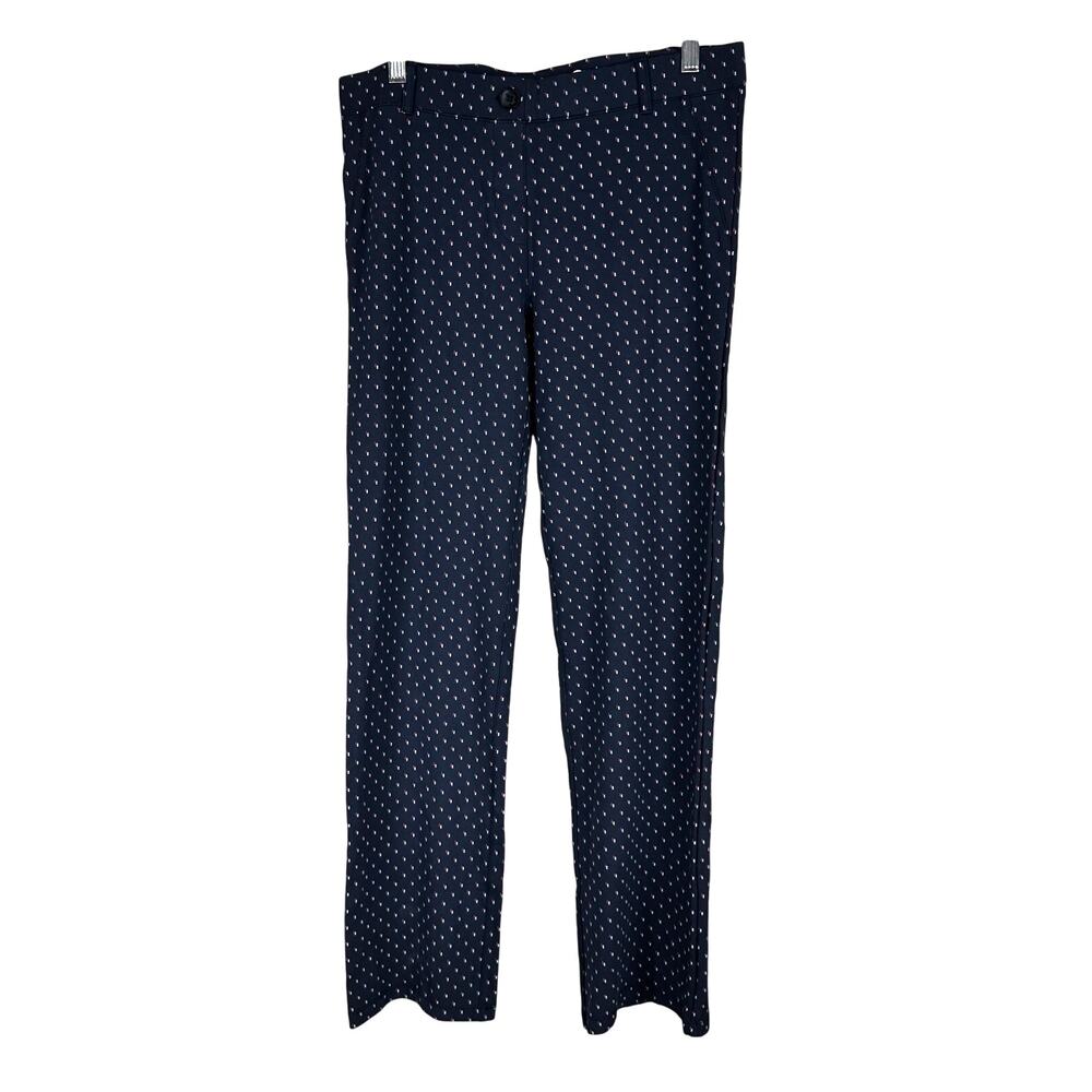 Betabrand Classic Dress Pant Yoga Pant W0076-BIB Dotted Design Sz Large EUC Navy